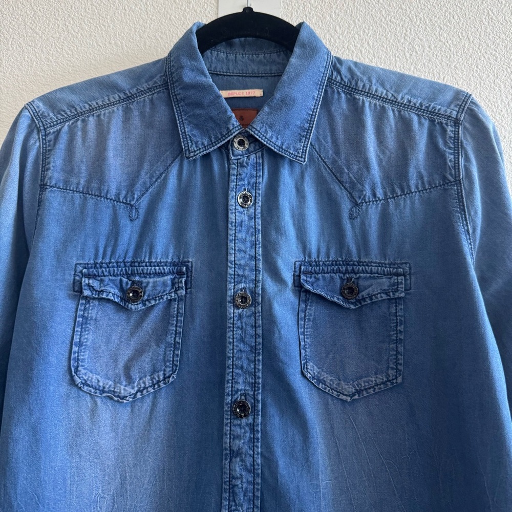 Scotch & Soda Maison Scotch Blue Denim Button Down Shirt Cotton Minimal Casual - Picture 5 of 13